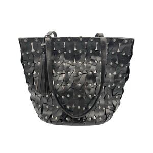Patricia Nash NEW Twisted Braid Mizzana Tote Black Leather Studded Purse Bag